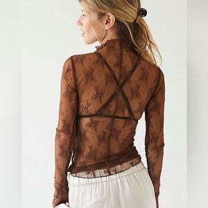 NWT Free People Lux Layering Top, Women’s Large, Creek Bend Copper Brown
